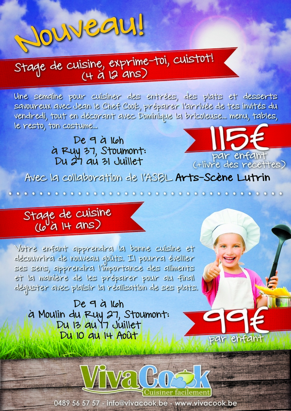 stages de cuisine Vivacook de 4 à 14 ans à Stoumont