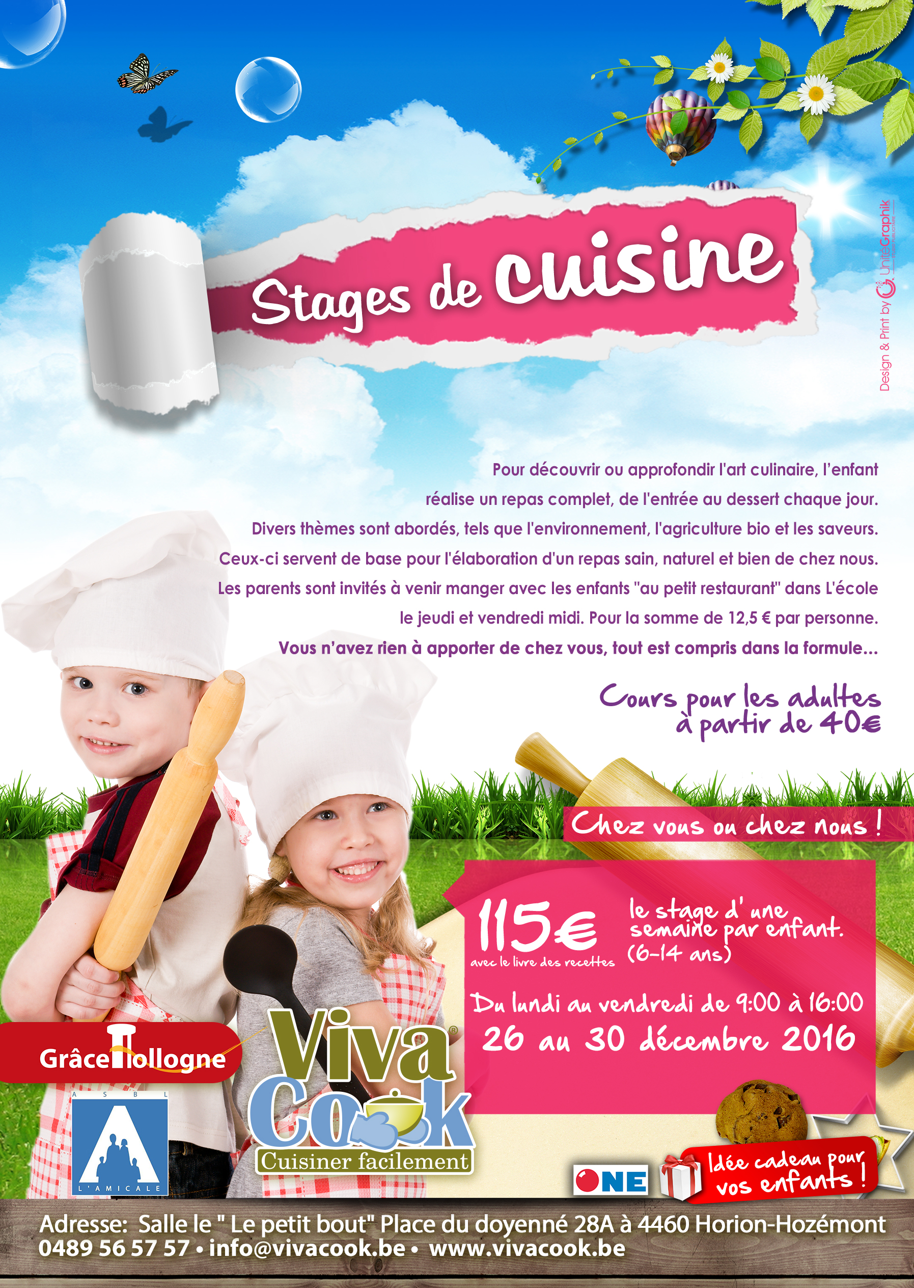 Stages de cuisine vivacook à Grâce-Hollogne pour Noel